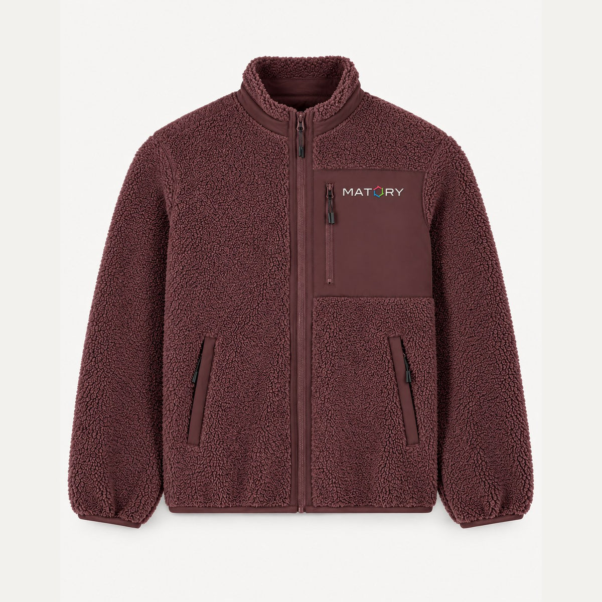 MATORY Sherpa Jacke Rot Braun – Frontansicht