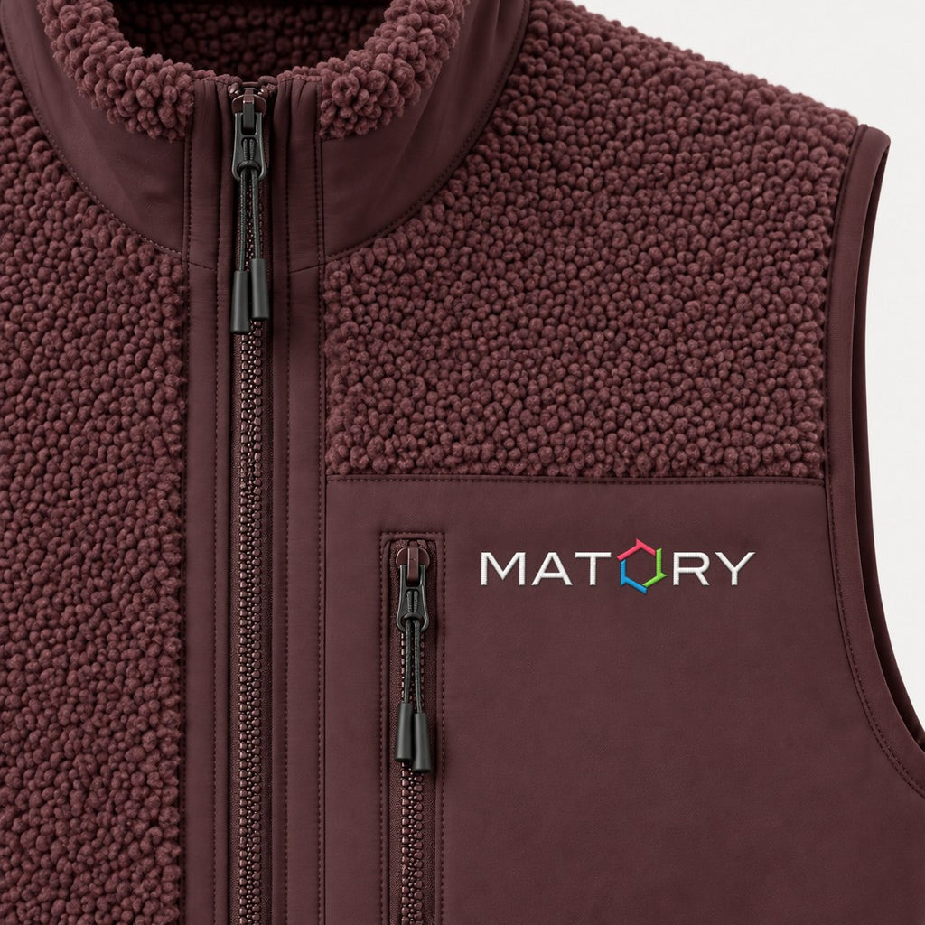 MATORY Sherpa Weste Rot Braun – Detail